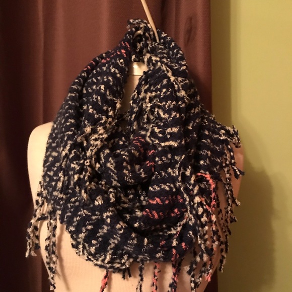 Navy, Pink & White Infinity Scarf - Picture 2 of 7